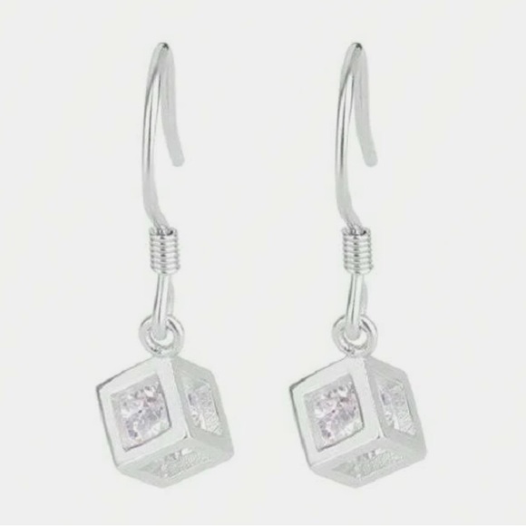 Crystal in a Cube~ Clear Swarovski Loose Caged Captured Open Block Silver Dangle - Picture 6 of 6